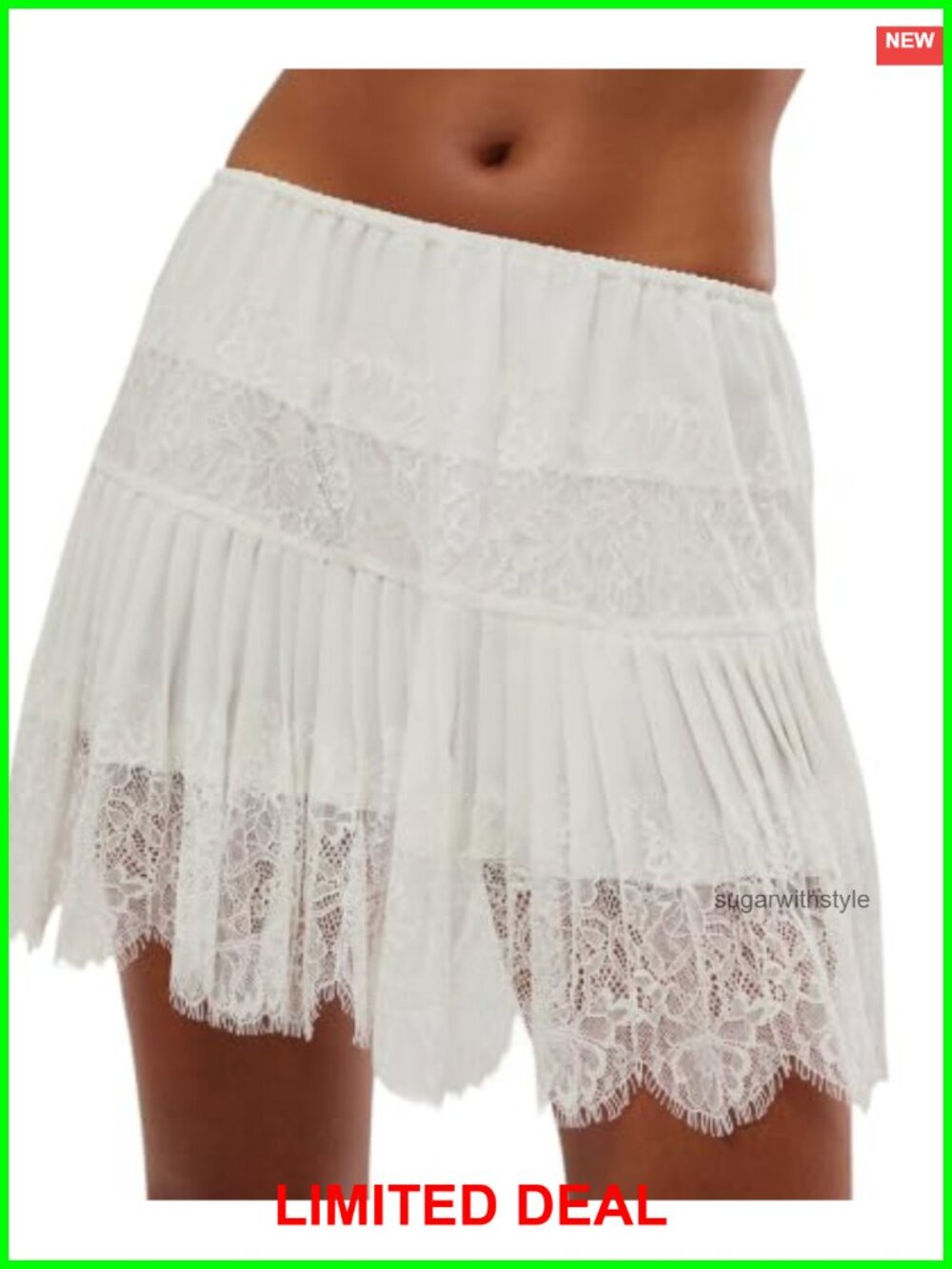 Lace Mini Skirt Ruffle Layered Flowy Half Slip Underskirt